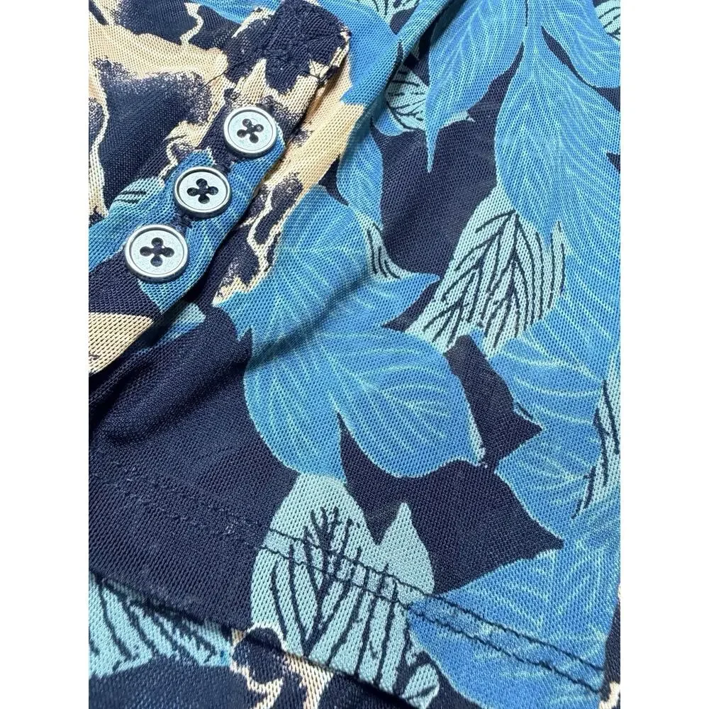 Free People Meant To Be Tunic Dress Floral Ruched V Neck Blue Womens Size Med